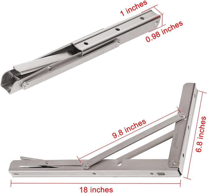 YUMORE Klappkonsole Schwerlast 450mm,Regalträger Klappbar Edelstahl Klappregalhalterungen Wand Tisch