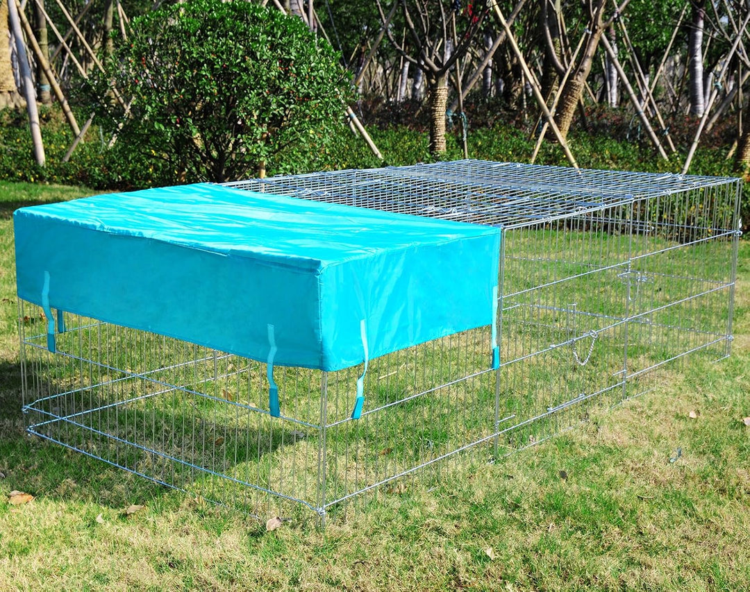 EUGAD Freigehege Kaninchen, Freilaufgehege Hasen mit Sonnenschutz, BHT 216x65x116cm 0002TSL 216x116x