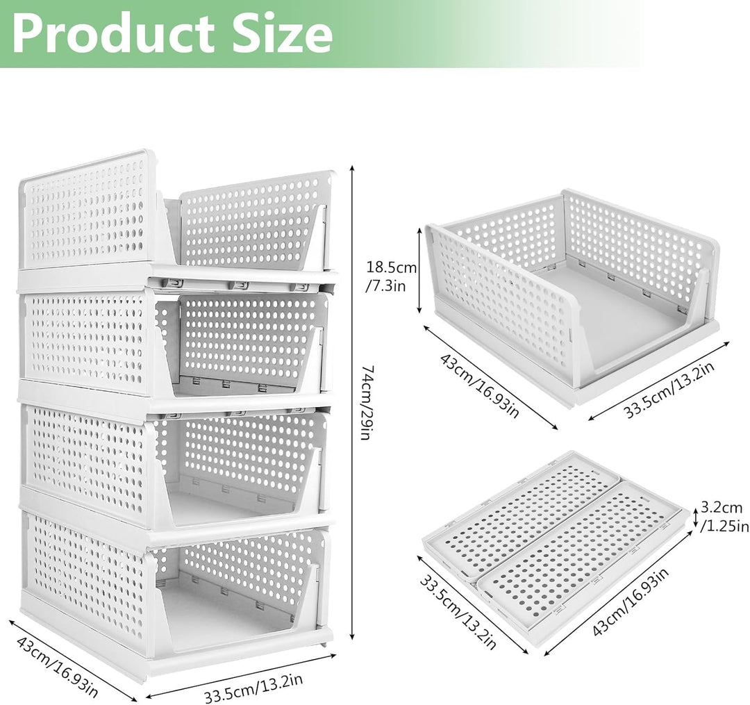 Diealles Shine Stapelbare Schubladenboxen, 4 Stück Kleiderschrank Organizer Ausziehbar, Plastik Schu