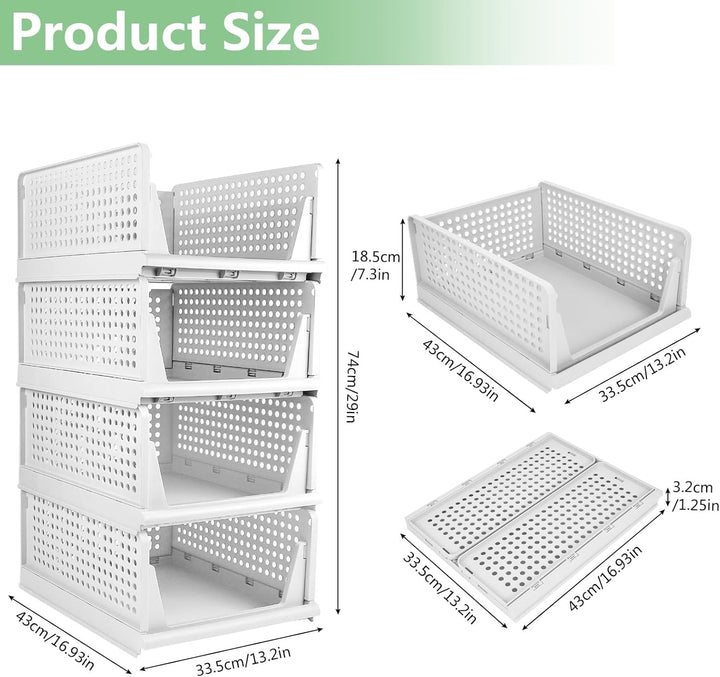 Diealles Shine Stapelbare Schubladenboxen, 4 Stück Kleiderschrank Organizer Ausziehbar, Plastik Schu
