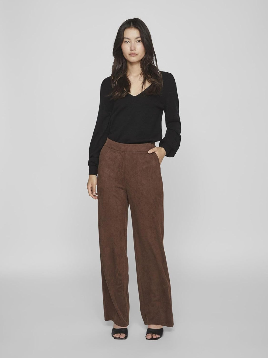 Vila Damen Visudas Rw Wide Pants-Noos Stoffhose, Shaved Chocolate