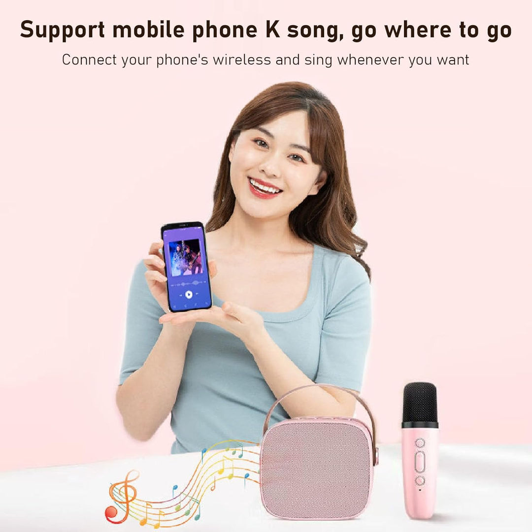 Bluetooth-Karaoke-Maschine für Erwachsene und Kinder, Tragbarer Stereo-Sound-Retro-Lautsprecher mit
