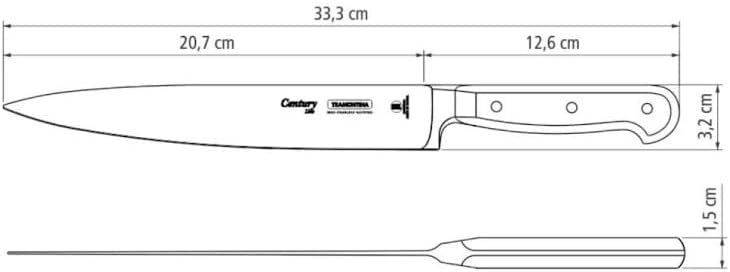 Tramontina Tranchiermesser CENTURY, 20 cm, Edelstahl DIN 1.4110, schwarz, rostfrei Tranchiermesser 2
