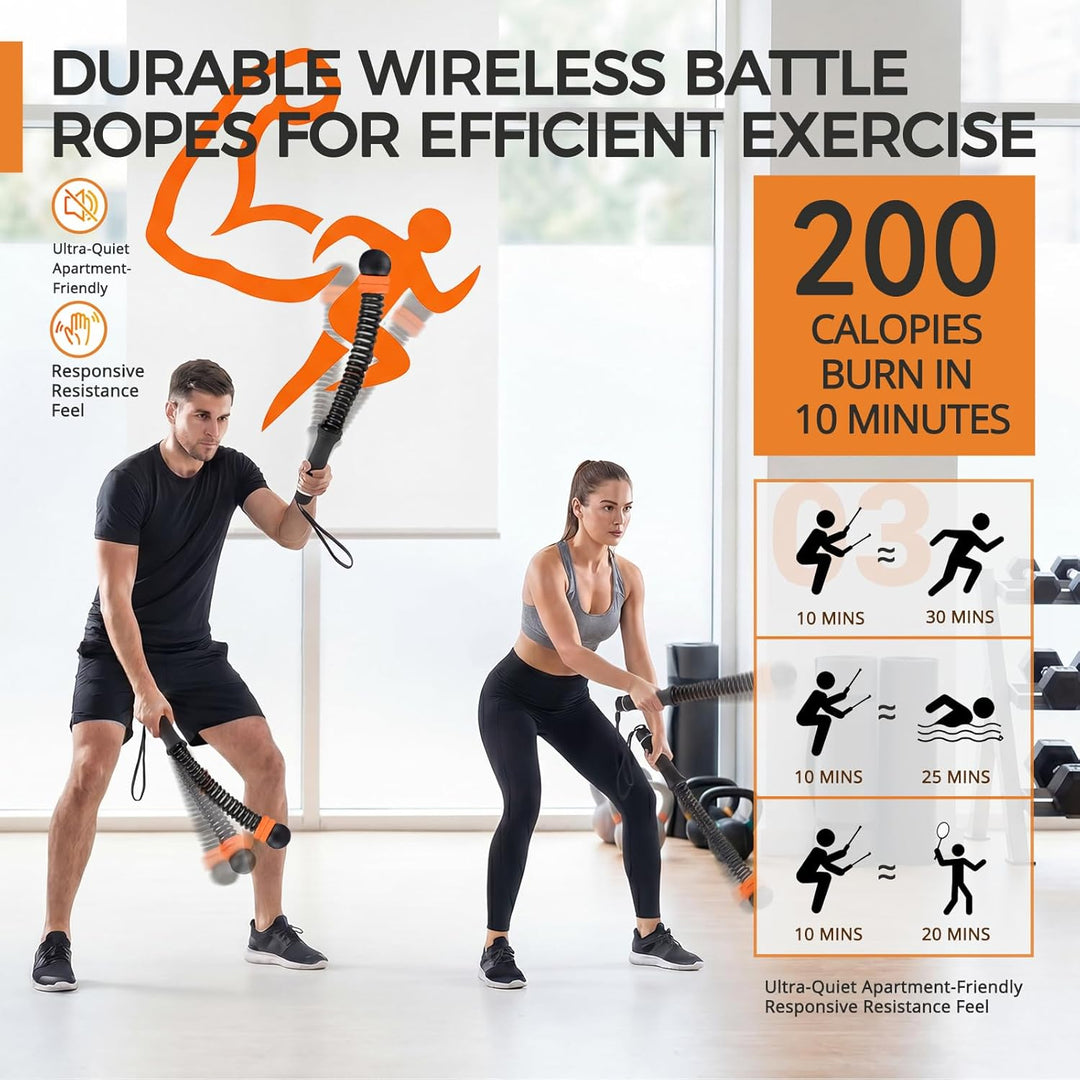 Ropeless Battle Ropes, Battle Rope ohne Seil, Kompaktes Heimtraining (43 cm, 1,3 kg), Leises Ganzkör