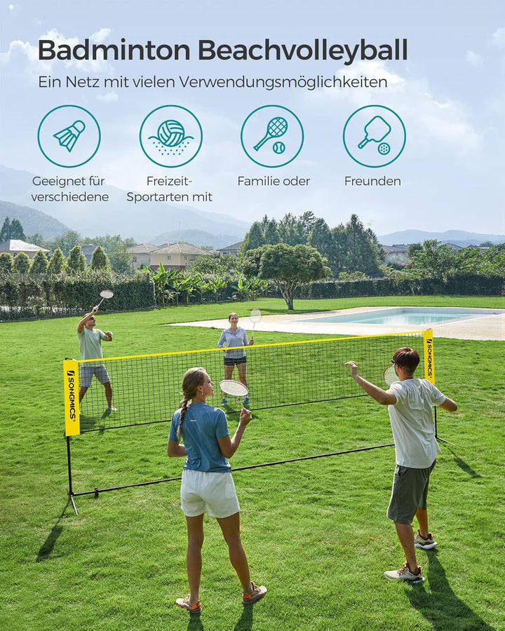 SONGMICS Badmintonnetz, faltbar, einfach zu montieren, leicht zu transportieren, höhenverstellbar (1