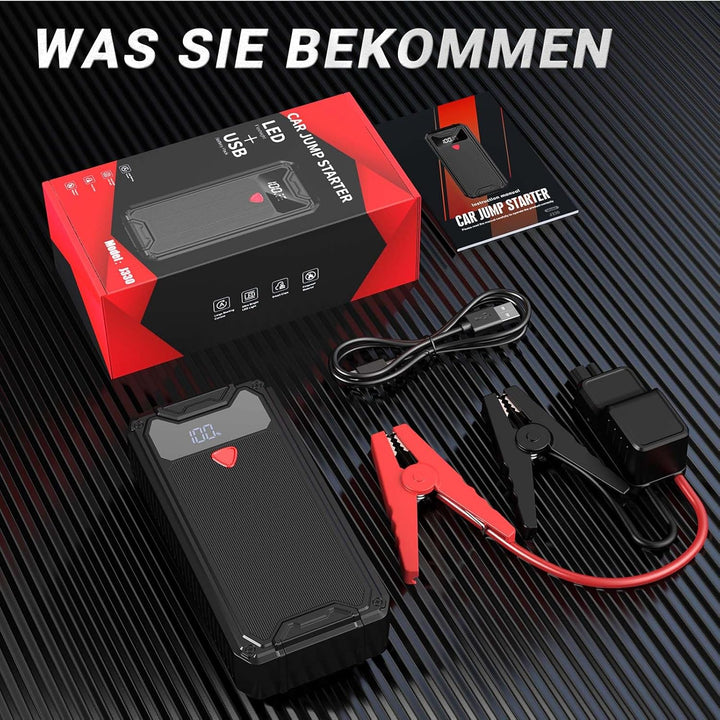 Jump Starter Powerbank 4000A Spitzenstrom 26800mAh Auto Starthilfe mit 10W USB-Schnellladung, Geeign