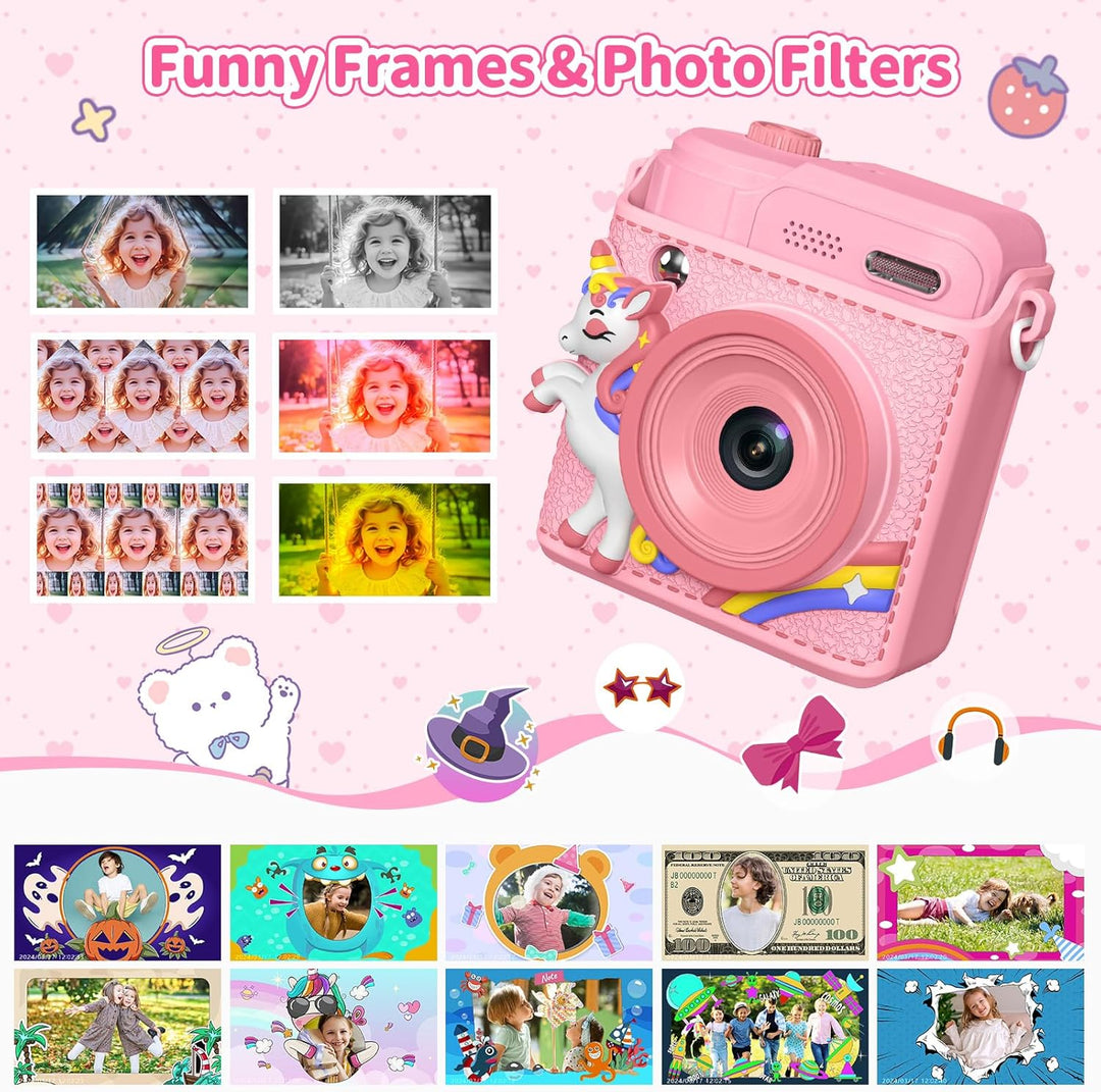 Gofunly Sofortbildkamera Kinder, 1080P HD Kinderkamera Sofortbildkamera mit 32GB Karte & DruckerPapi