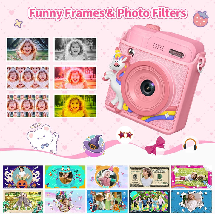 Gofunly Sofortbildkamera Kinder, 1080P HD Kinderkamera Sofortbildkamera mit 32GB Karte & DruckerPapi