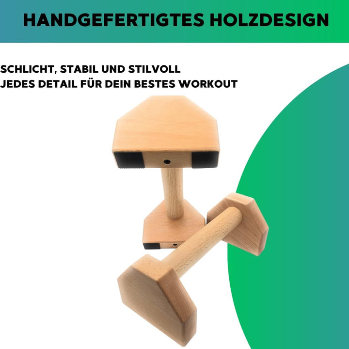 „Liegestütze Griffe aus Buchenholz – Push Up Bars gelenkschonend, rutschfest & ergonomisch – Holz Pu
