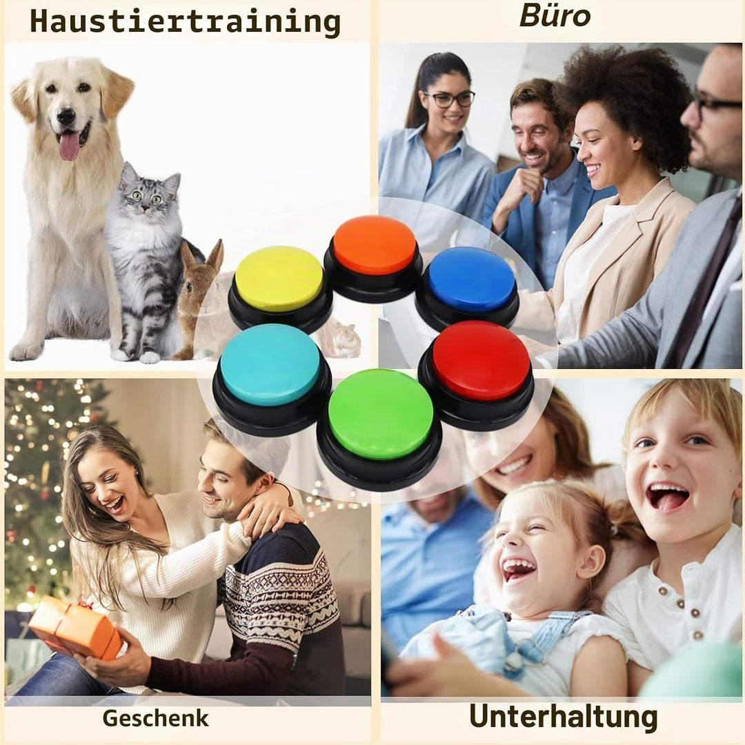 Sprachaufnahme-Taste, Hundetasten für Kommunikation, Haustier-Trainings-Summer, 30 Sekunden Aufnahme
