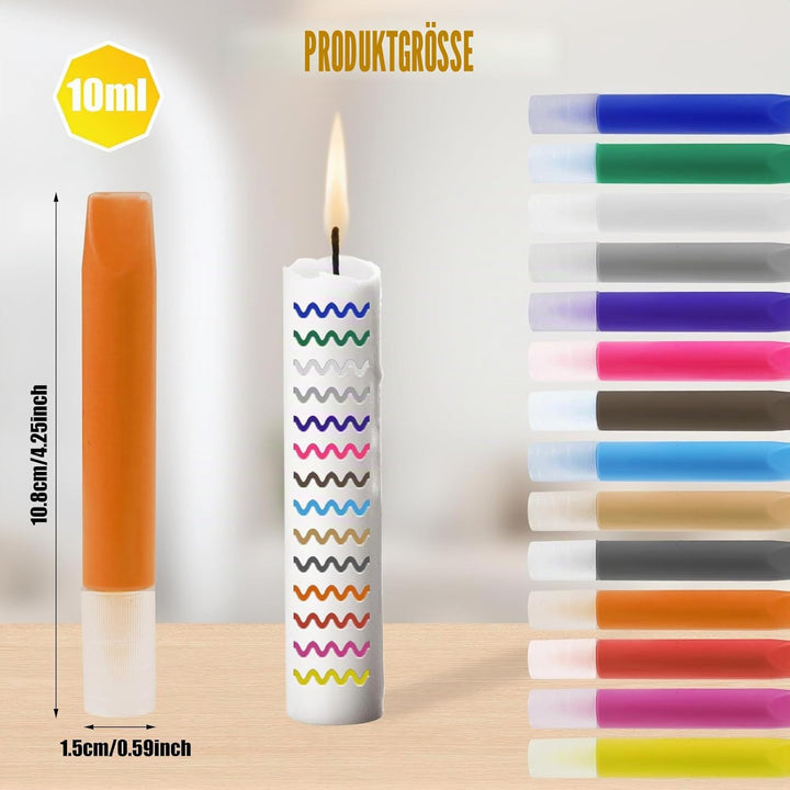 28 Stück Kerzenstifte, 14 Farben Kerzen Bemalen Set, Candle Pen 10ml, Wachsstifte für Kerzen, Leicht