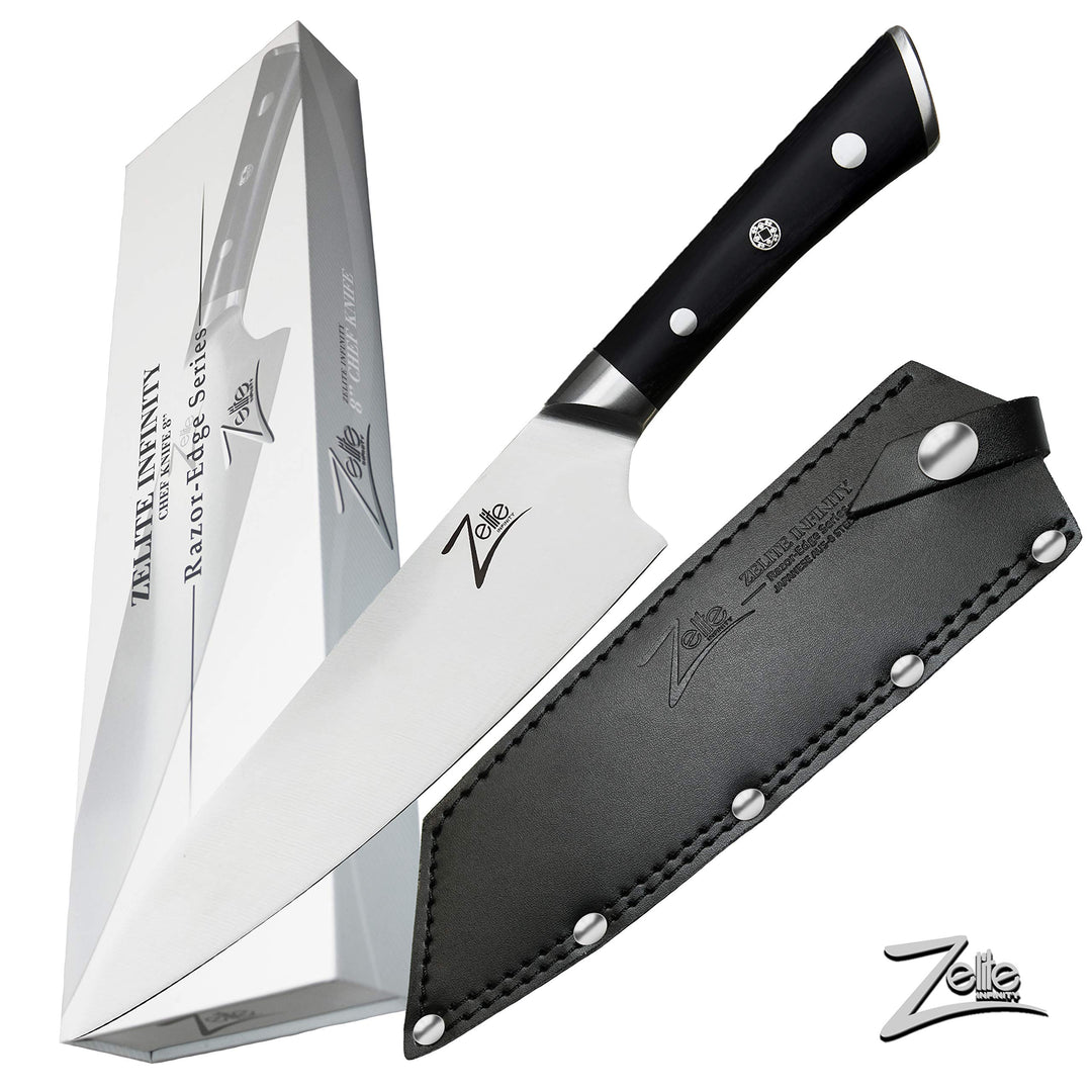 Zelite Damastmesser Set, Scharfes Küchenmesser &amp; Etui, 20,3 cm Japanisches Messer für Zuhause &amp; Gast