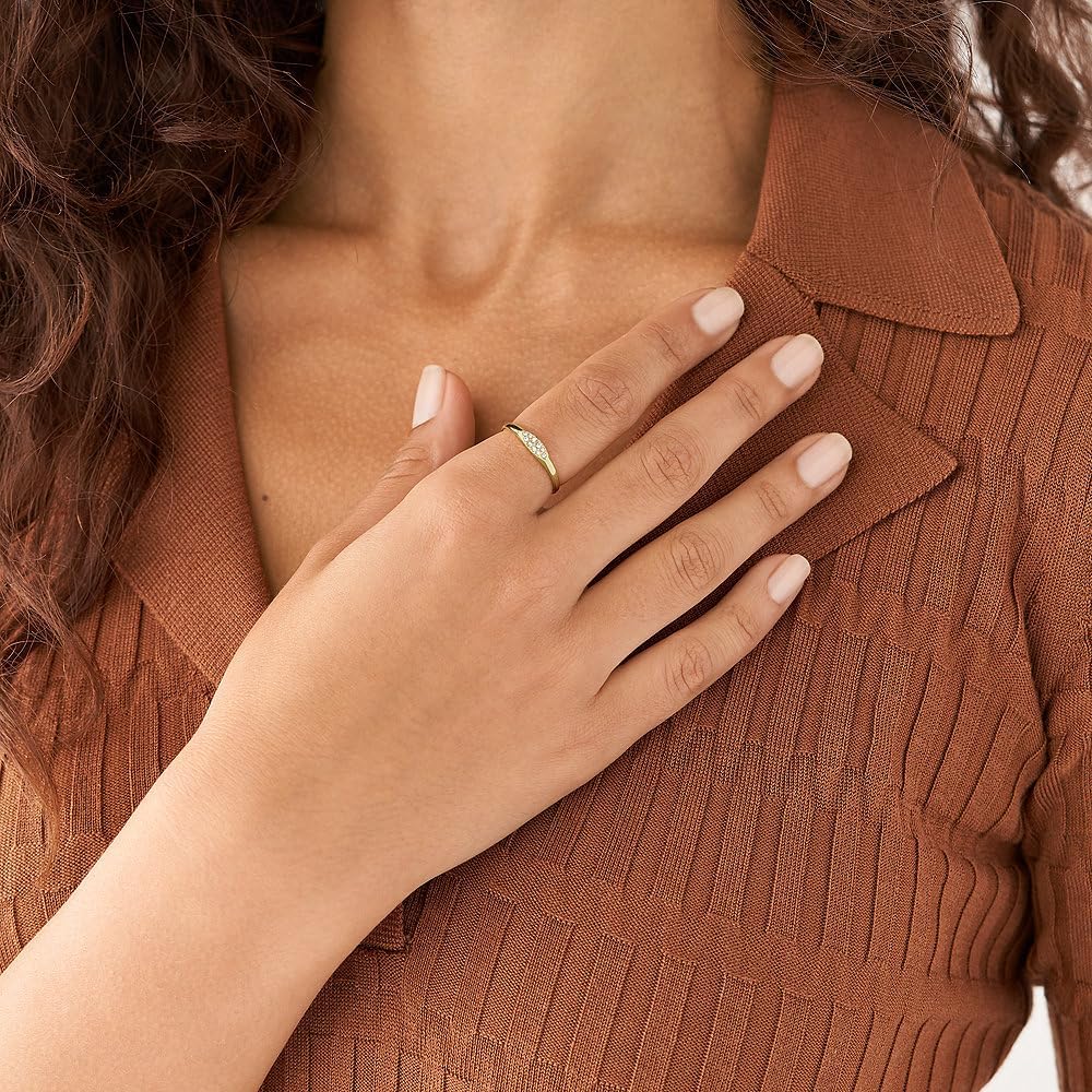 Fossil Damen Ring, All Stacked Up Gold-Tone Edelstahl Stapel Ring 5 Goldfarbe, 5 Goldfarbe