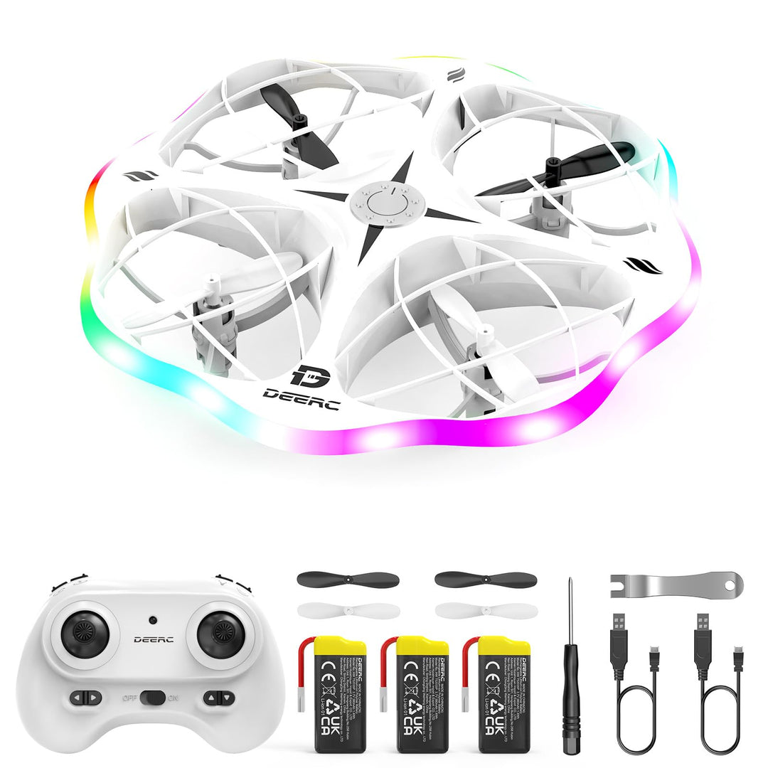 DEERC D13 Mini-Drohne für Kinder mit Hindernissvermeidung, 6 LED-Modi, kleines einfaches UFO-Spielze
