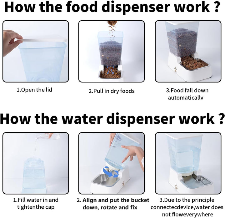 5L Automatischer Hundefutterspender und Hundewasserspender Katzenfutterspender und Katzenwasserspend