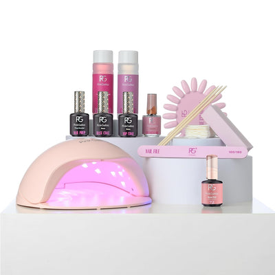Pink Gellac Nagelset Gelnägel Starterset - Premium Compact Gel Nägel Starterset mit LED Lampe 15 ml