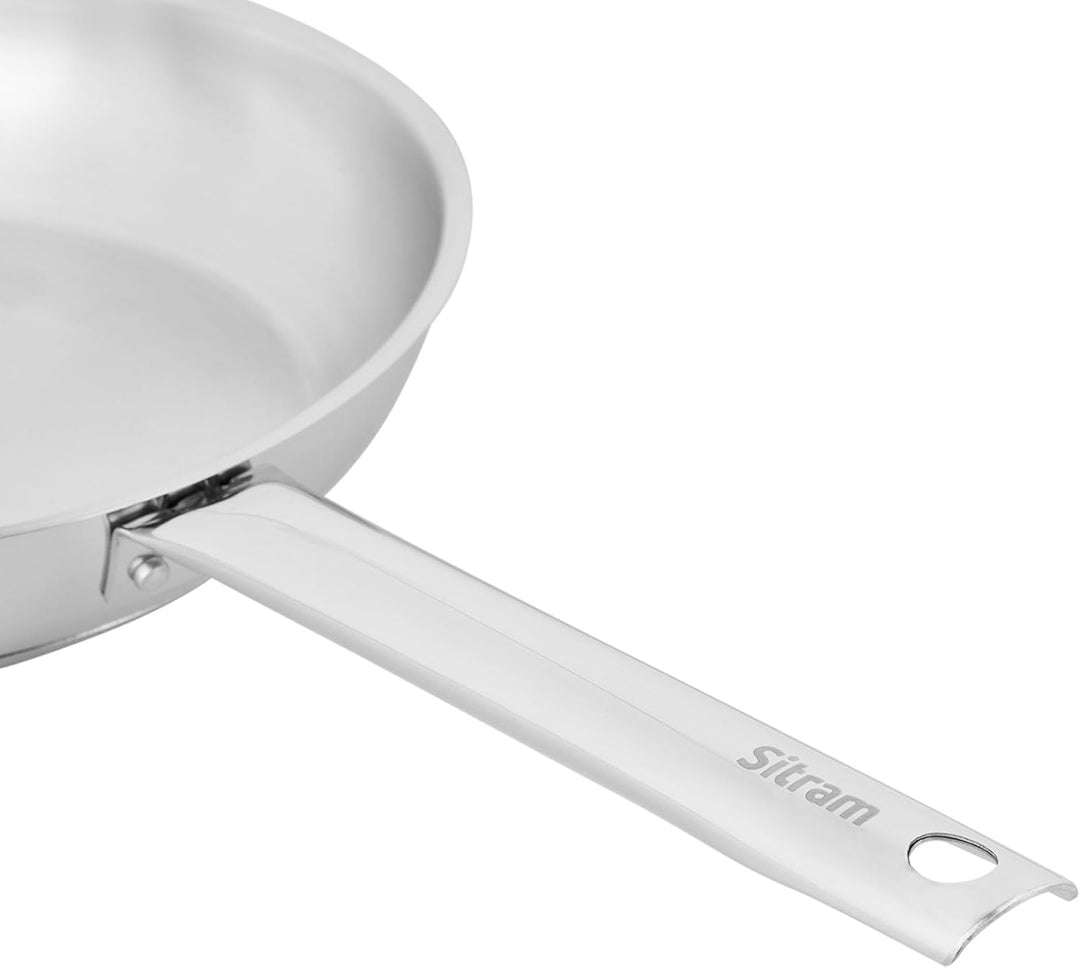 Sitram 717094 Endurance Pfanne, Ø 28 cm, 100% Edelstahl – 3-lagiger Boden – innen ohne schädliche Be