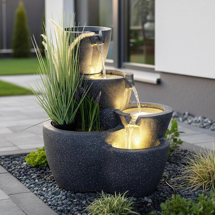 Zimmerbrunnen mit Beleuchtung Botana Gartenbrunnen bepflanzbar Springbrunnen Terrassenbrunnen (LED: