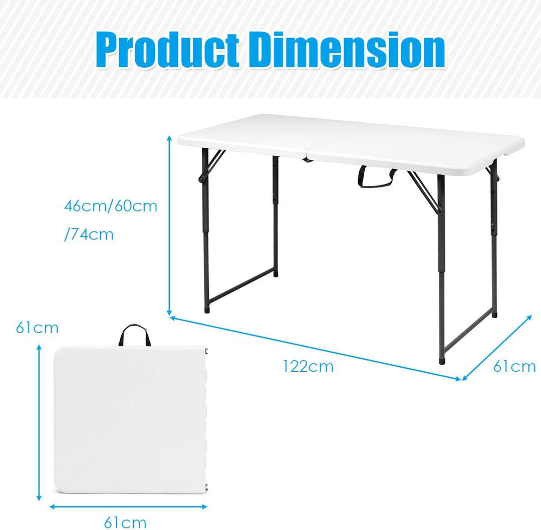RELAX4LIFE Klapptisch mit Tragegriff, Falttisch, Campingtisch kalppbar, Gartentisch belastbar bis 15