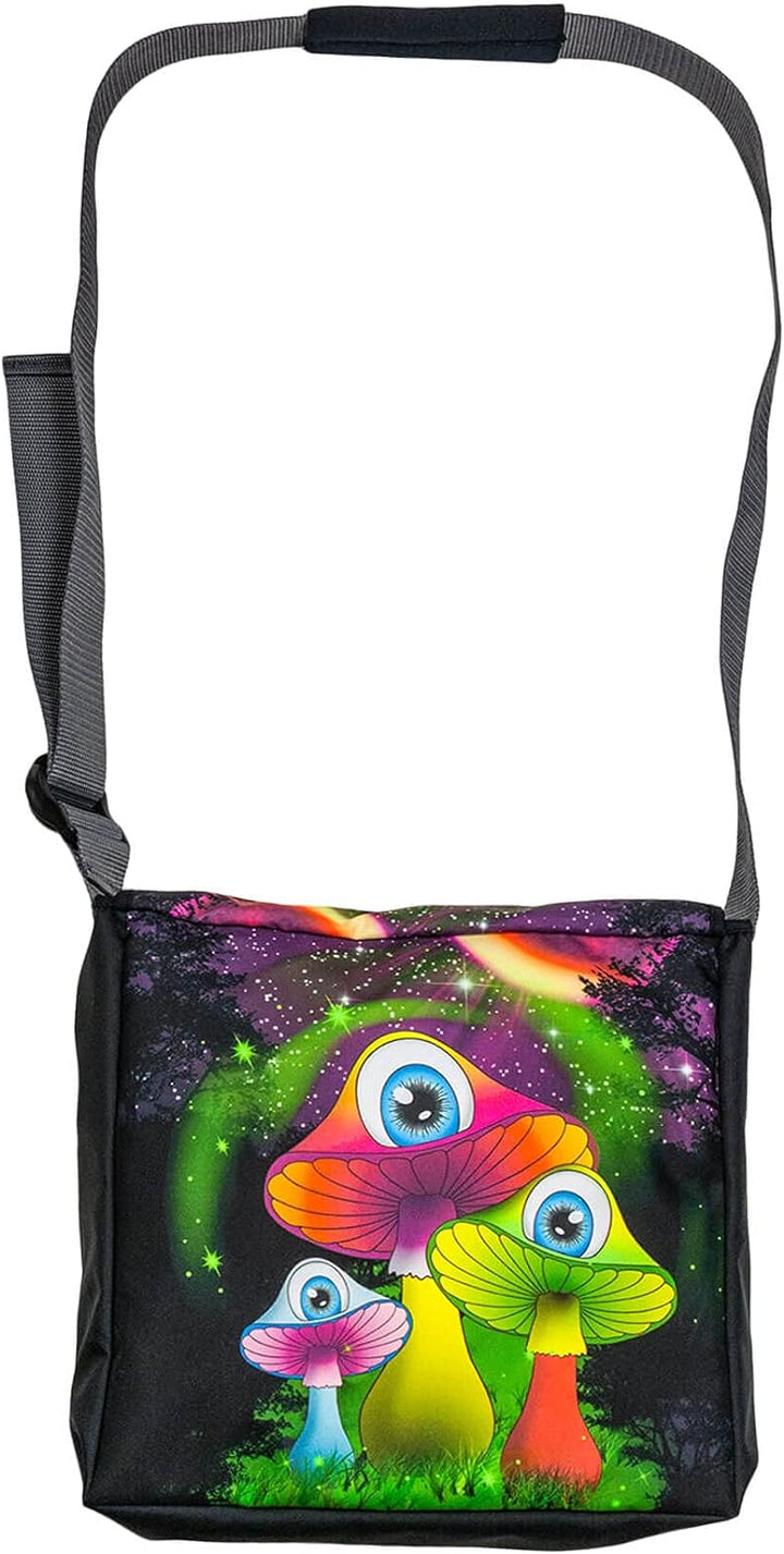 PSYWORK Schwarzlicht Umhänge Tragetasche Neon Redmoon Mushrooms Neon UV-aktiv wasserabweisend