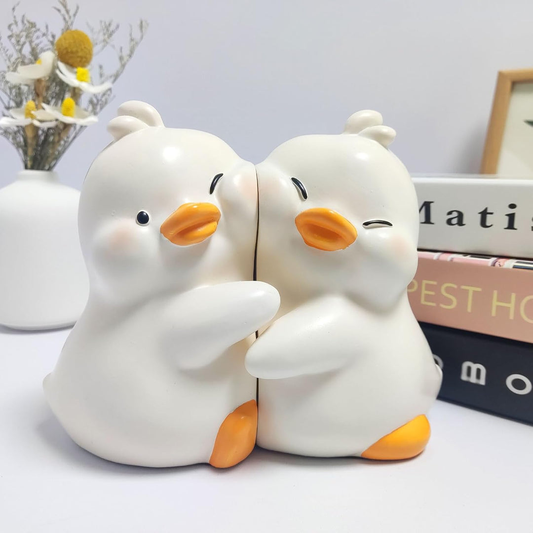 Suerhatcon Niedliche Ente Buchstützen Kreative Harz Buchständer rutschfeste Buch Holder für Zuhause,