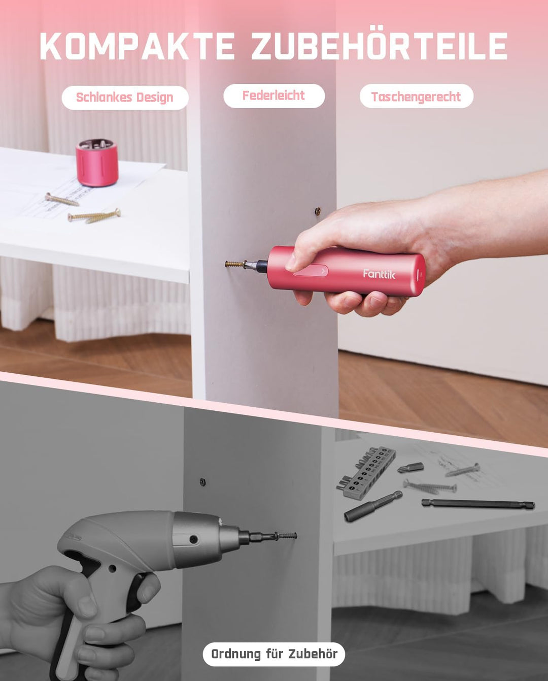 Fanttik NEX S1 Capsule 3,7V Akkuschrauber, 5Nm Max Akku Schraubendreher, 320 Umdrehungen, S2 Magnetb
