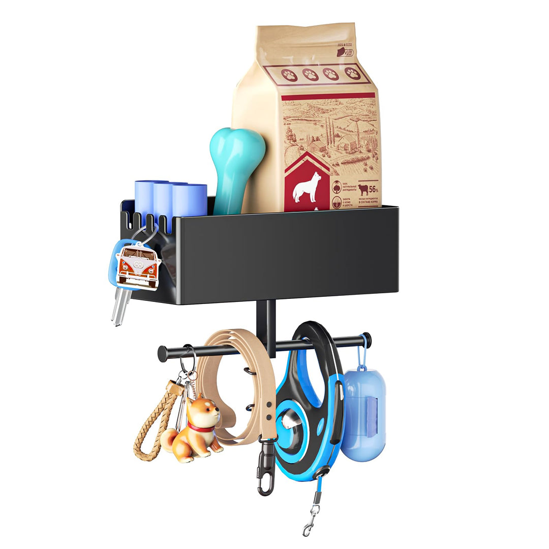 YYBO Hundegarderobe mit ablage, Hundeleinen Halterung Wand, Hunde Garderobe für Hundezubehör Hundele