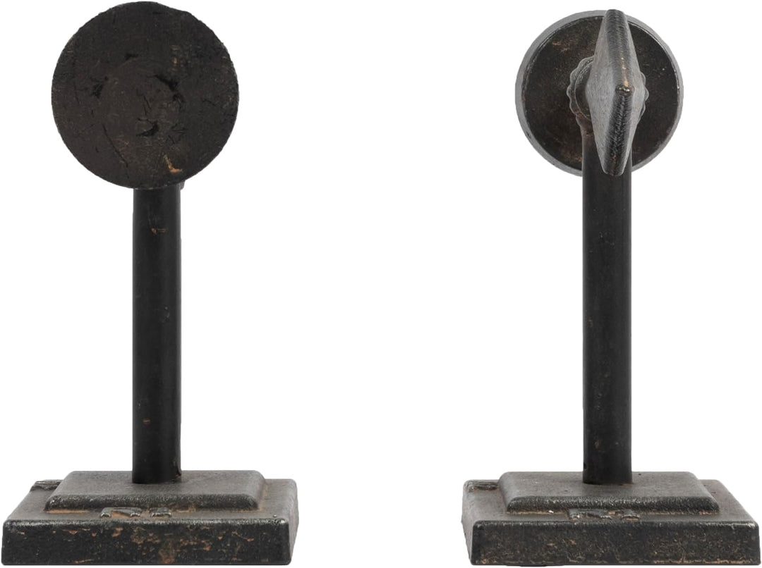 Buchstützen aus Gusseisen in Pfeilform, Bronze, 2 Stück Schwarz, Schwarz