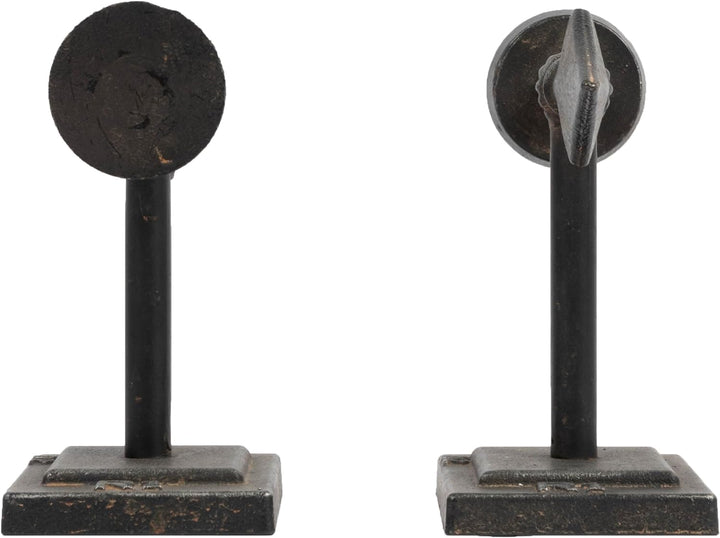 Buchstützen aus Gusseisen in Pfeilform, Bronze, 2 Stück Schwarz, Schwarz