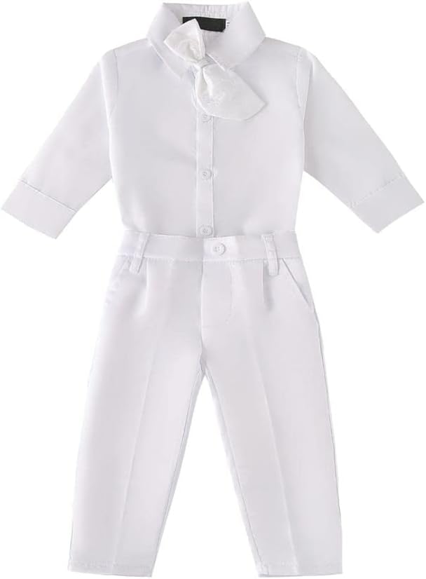 Lito Angels Baby Jungen Taufkleidung Taufanzug Taufe Kleidung Weisser Anzug/Elfenbein mit Haube Grös