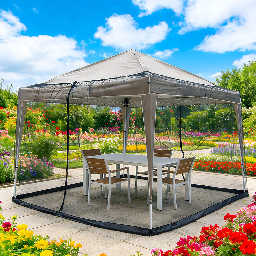 3x3m Moskitonetz Fliegengitter für Pavillon Sonnenschirm, PP Nanocomposite Gazebo Mosquito Net 4-Sei