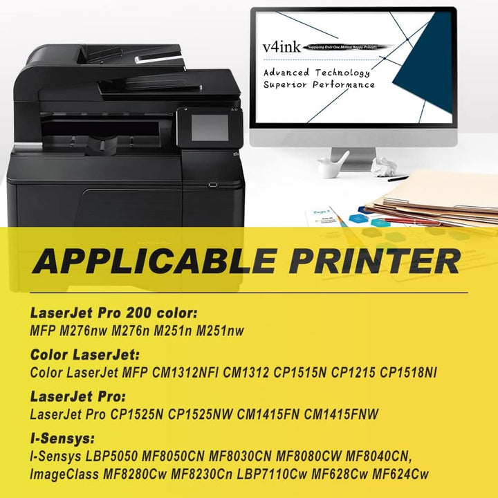 v4ink CB540A 125A wiederaufbereitete Tonerkartuschen, kompatibel für HP 125A CB540A CB541A CB542A CB
