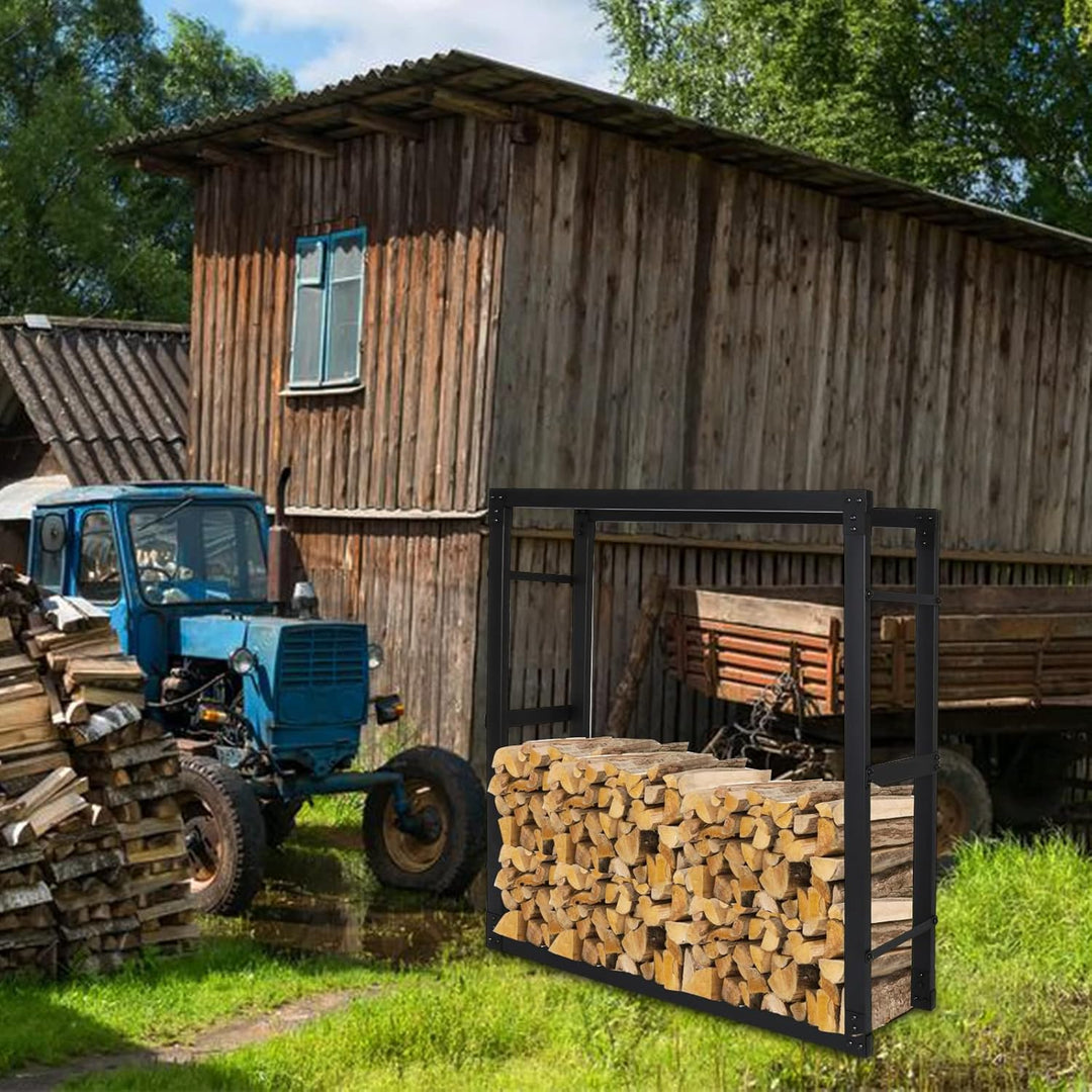 Jopassy Kaminholzregal innen metall 100x25x100CM Brennholzregal für innen aussen, Kaminholzständer,