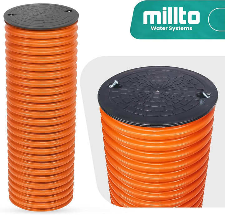 Millto™ Steigrohr mit Abdeckung Deckel 100cm 315 mm Schachtrohr Wellrohr Kanalschacht Kanalrohr Scha