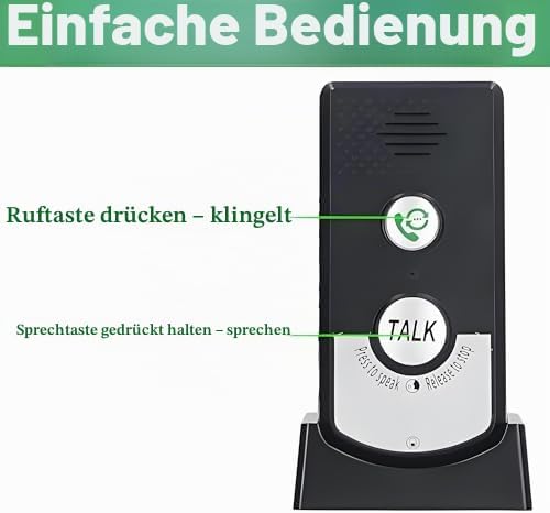 Drahtlose Intercom-Türklingeln, 1000 M Entfernung, Wiederaufladbar, 2-Wege-Sprach-Intercom-Türklinge