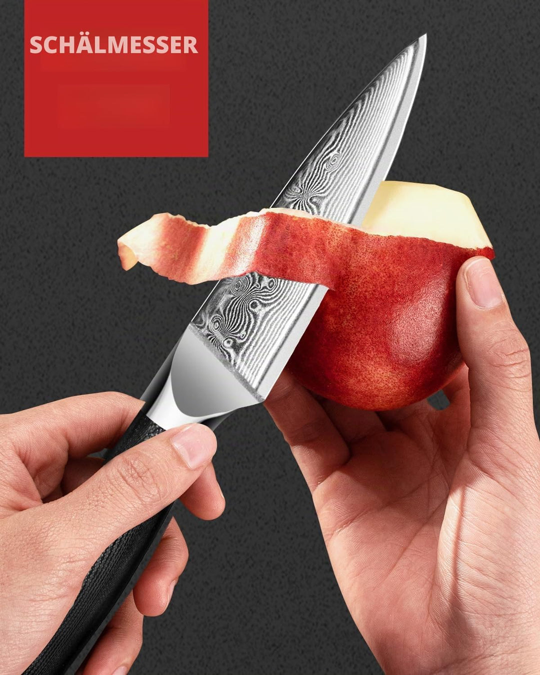 MOSFiATA 3,5 Zoll Damast Schälmesser Obstmesser Scharf Gemüsemesser, VG10 Damaszener Stahl, Geschenk