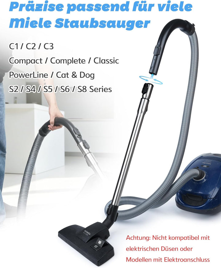 Edelstahl Staubsaugerrohr 35mm Teleskoprohr für Miele mit Klick System Kompatibel mit Miele Staubsau