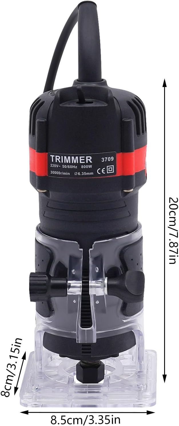 MINRS Oberfräse 800W Holzfräse Elektrische, Oberfräse Trimmer Einhandfräse 6,35mm Durchmesser Kanten