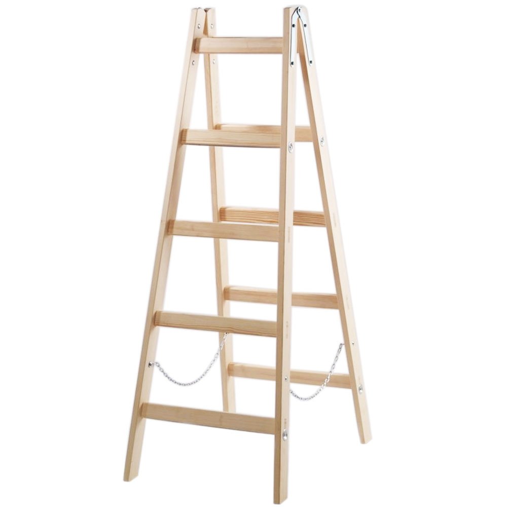 Systafex® Leiter Doppelstufenleiter Malerleiter Elektrikerleiter Stehleiter Holzleiter (5 Stufen) 1,