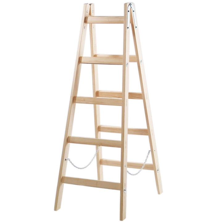 Systafex® Leiter Doppelstufenleiter Malerleiter Elektrikerleiter Stehleiter Holzleiter (5 Stufen) 1,