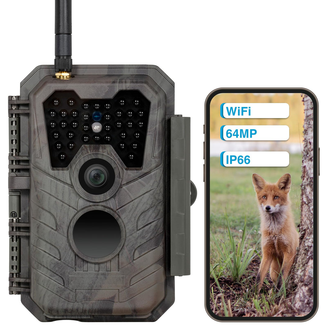 Meidase P90 Pro Wildkamera WLAN mit App, 64MP H.264 1296P, 25m Infrarot Nachtsicht Bewegungsmelder,