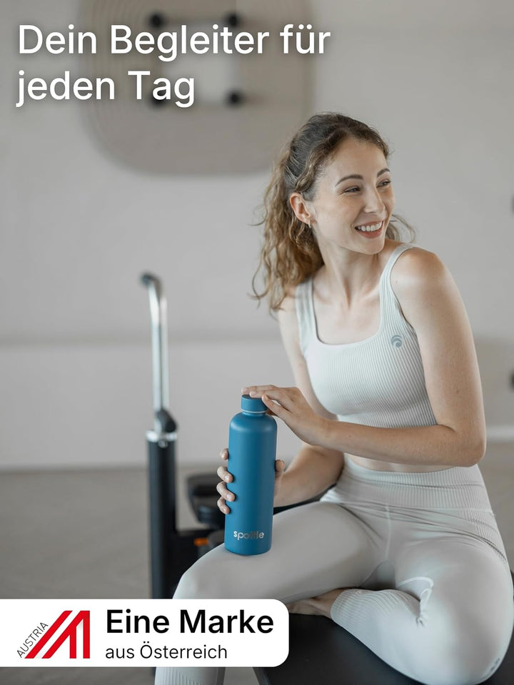 spottle Edelstahl Trinkflasche 1L – Thermosflasche aus Metall, doppelwandig, vakuumisoliert, Kohlens