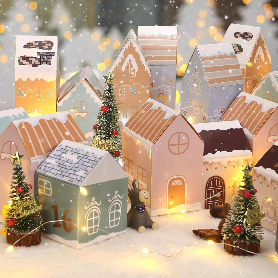 Kesote Adventskalender zum befüllen Kinder Weihnachtskalender Boxen Häuser Schachteln Weihnachten Ki