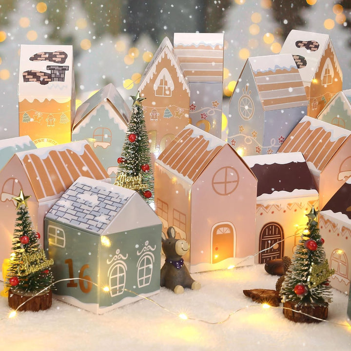 Kesote Adventskalender zum befüllen Kinder Weihnachtskalender Boxen Häuser Schachteln Weihnachten Ki