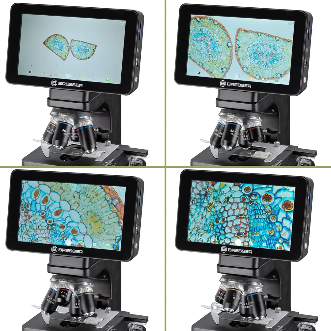 Bresser LCD-Mikroskop Researcher mit Touch-Display für 44–700-fache Vergrösserung, Kondensor, Kreuzt