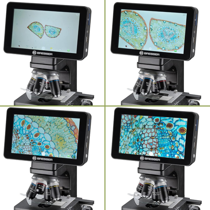 Bresser LCD-Mikroskop Researcher mit Touch-Display für 44–700-fache Vergrösserung, Kondensor, Kreuzt