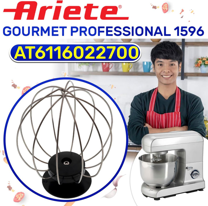 MONTERAL Schneebesen für Küchenmaschine mit Originalcode AT6116022700 für Ariete