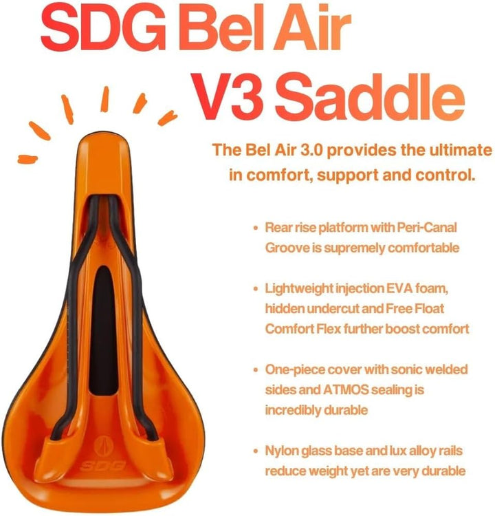 SDG Components Bel-Air V3 Lux-Alloy Mountain Bike Saddle Saddle, 260 x 140mm, Unisex, Road Gravel Bi