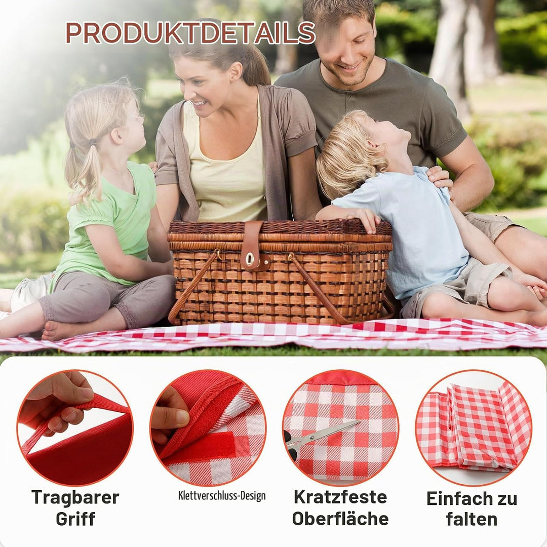 Picknickdecke Wasserdicht Stranddecke Picknickdecken Picknickmatte Rot Weiss Kariert Piknik Decke Ca