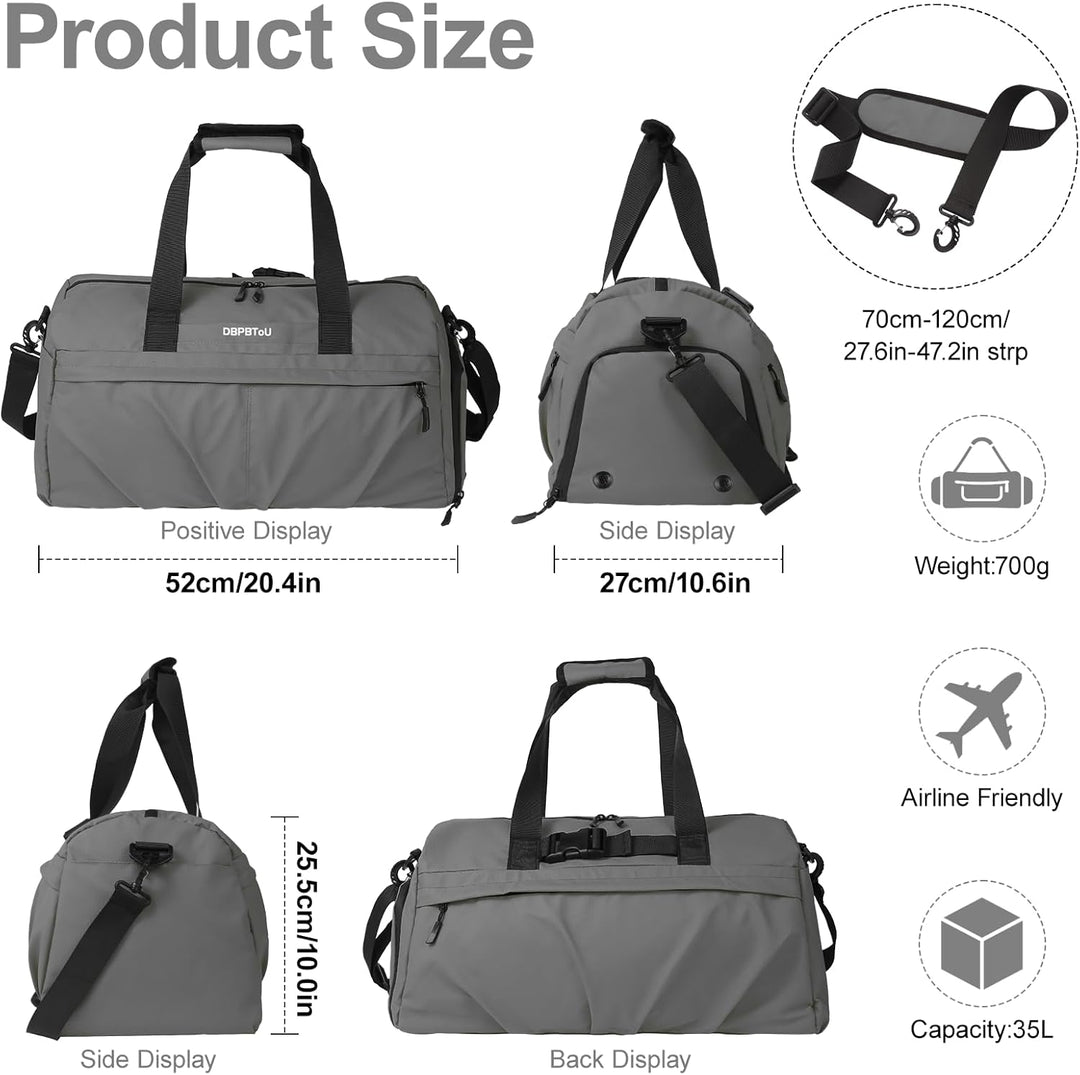Sporttasche Damen Herren Hartes Material, Reisetasche mit Schuhfach Zwei Belüftungslöchern und Nassf